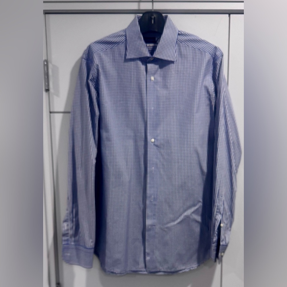 Saks Fifth Avenue Blue Gingham Dress Shirt